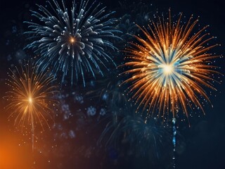 Fototapeta premium fireworks gold blue background 