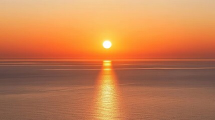 Travel image showing the orange sky of the sunset over the sea