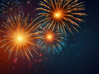 Fototapeta premium fireworks gold blue background 