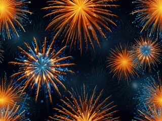 Obraz premium fireworks gold blue background 
