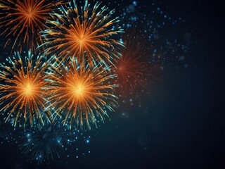 Fototapeta premium fireworks gold blue background 