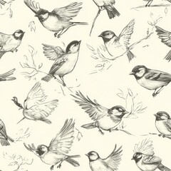 Obraz premium Elegant Birds in Flight - Seamless Pattern Design seamless, pattern, background, texture