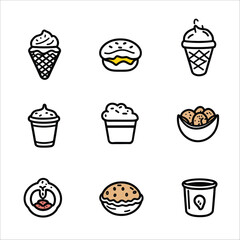 Fast food outline vector icons collection,  Fast food logo, icon