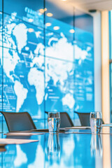 Modern conference room defining global business strategies