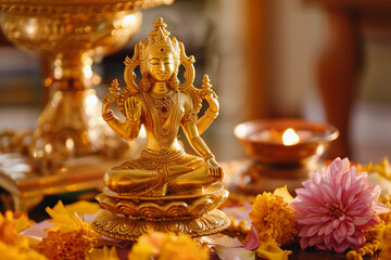 Fototapeta premium Beautiful greeting card with holiday composition for Akshaya Tritiya
