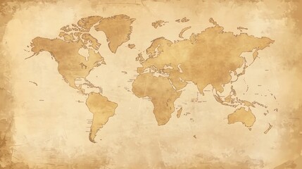 Fototapeta na wymiar A vintage world map with compass details.