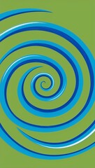 Naklejka premium Blue Spiral pattern hand drawn design on Green background illustration
