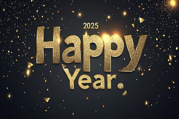 Happy new year 2025, Gold and black design template for happy new year 2025 isolation banner, Luxury happy new year card, Vector
