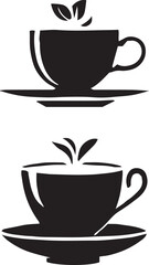 Coffee and tea cup illustration sign and symbol silhouette vector.