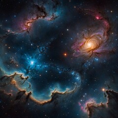 Obraz premium Explore the breathtaking beauty and mysteries of the cosmos, from dazzling galaxies and nebulae to distant planets and stars, unveiling the infinite possibilities of our universe.