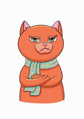 Cat stickers for scrapbooking and social web vector illustrations set