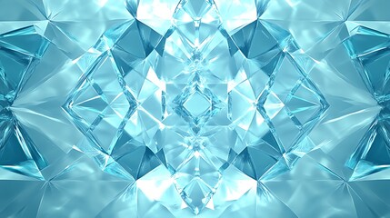 Cyan diamond shapes creating a kaleidoscopic pattern on a monochromatic background. 