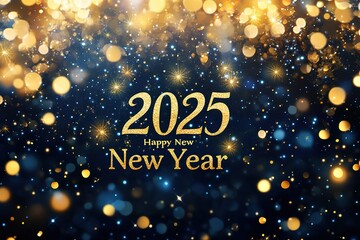 Black Minimalist Happy New Year 2025 Design Greetings Card.
