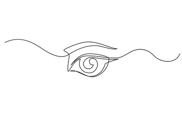 Single continuous one line art female watch eye, Eye one art continuous line drawing, visual sign. Symbol of vision. Single line of human eye icon.