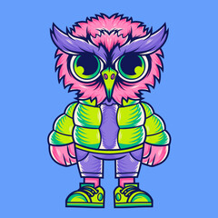Mascot character design cartoon of owl