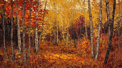 Fototapeta premium Autumn Forest Painting