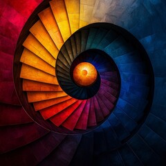 Fototapeta premium Radiant Ascent: A Glowing Staircase to the Future 