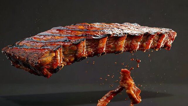 Delicious and savory barbecue ribs glistening with sauce, showcasing grilled meats mouthwatering texture and rich color, perfect for food lovers and cooking enthusiasts.