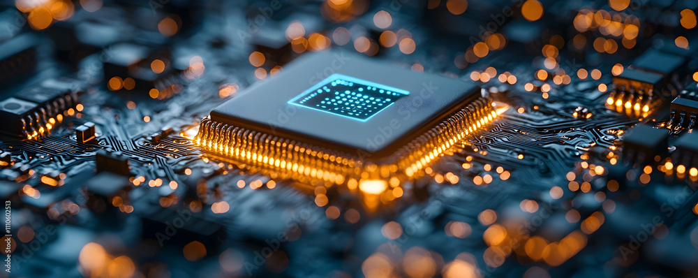 Poster illuminated microprocessor on circuit board technology