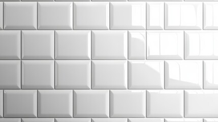 Obraz premium White glossy subway tile wall pattern, minimalist design. Home interior and architecture concept