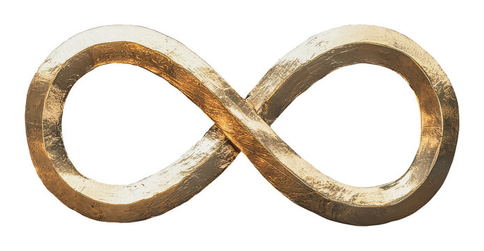 Decorative gold infinity symbol for modern decor, cut out - stock png.