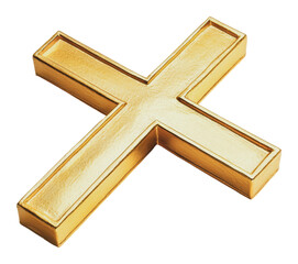 Fototapeta premium Golden cross on neutral backdrop, cut out - stock png.