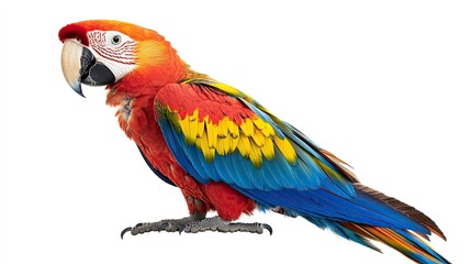 Fototapeta premium Scarlet Macaw Parrot Isolated on White Background