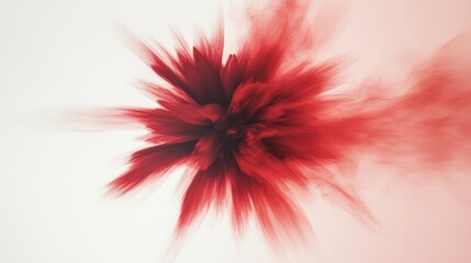 Red abstract paint splash on white background, creative expression concept