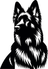 German Shepherd Dog Silhouette - Black Vector Cricut Design for T-Shirt Printing