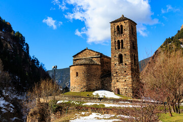 Sant Joan de Caselles Church (12 century) in Canillo, Andorra