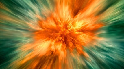 Explosion of vibrant orange and teal colors, abstract motion blur. Energetic and dynamic art concept