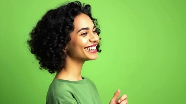 An overjoyed teenager on pink background, generative AI