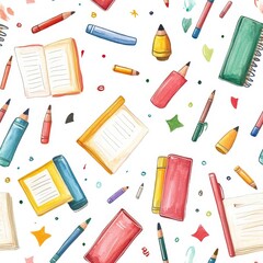 Colorful Stationery Pattern Design seamless, pattern, background, texture