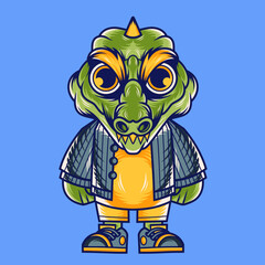 Mascot character design cartoon of crocodile