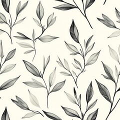 Elegant Monochrome Botanical Leaf Pattern seamless, pattern, background, texture