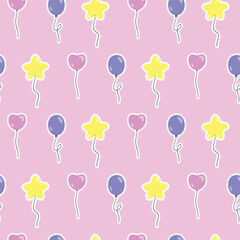 Happy birthday seamless pattern with ballons