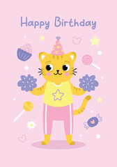 Happy birthday card with tiger.