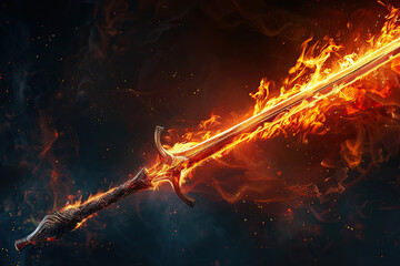 Obraz premium Fantastic weapon royal sword with beautiful handle and blade