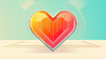 Glowing heart representing love and connection in digital world