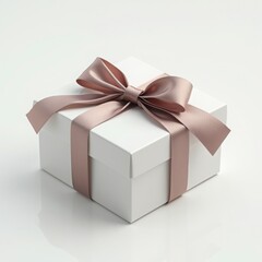 Fototapeta premium Elegant Luxury Gift Box with Satin Ribbon on White Background – Ultra-Realistic 4K Detail