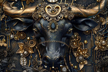 Fototapeta premium Astrological composition with concept of Taurus zodiac sign symbol