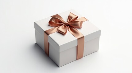 Fototapeta premium Elegant Luxury Gift Box with Satin Ribbon on White Background – Ultra-Realistic 4K Detail