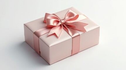 Obraz premium Elegant Luxury Gift Box with Satin Ribbon on White Background – Ultra-Realistic 4K Detail