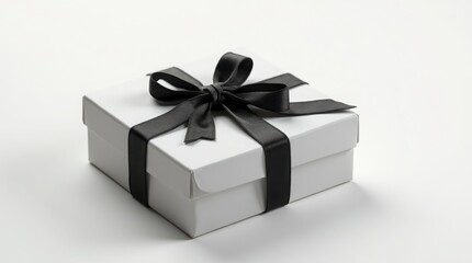 Fototapeta premium Elegant Luxury Gift Box with Satin Ribbon on White Background – Ultra-Realistic 4K Detail