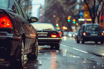 Collision of vehicles involved in major accident on road with major damage