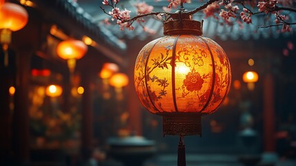 Radiant Golden Lantern Shining in Serene Atmosphere