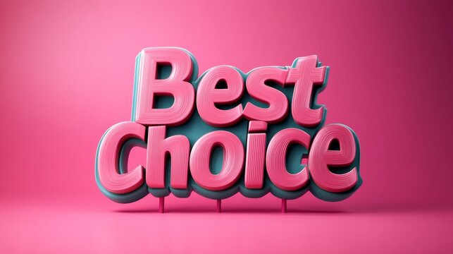3d text best choice on pink background, colorful typography. advertising and design concept