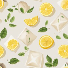 Elegant Lemon and Tea Pattern seamless, pattern, background, texture