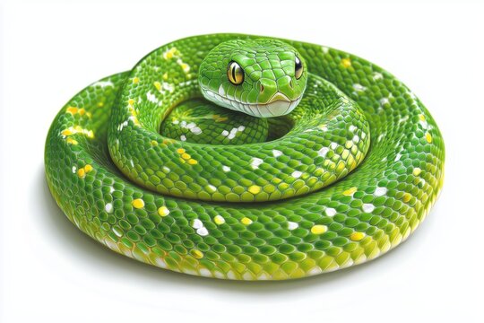 Green snake full-body photorealistic isolated