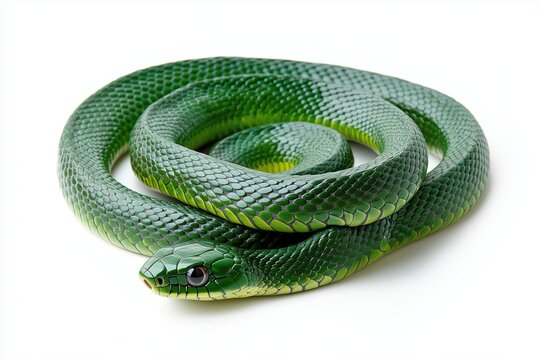 Green snake full-body photorealistic isolated